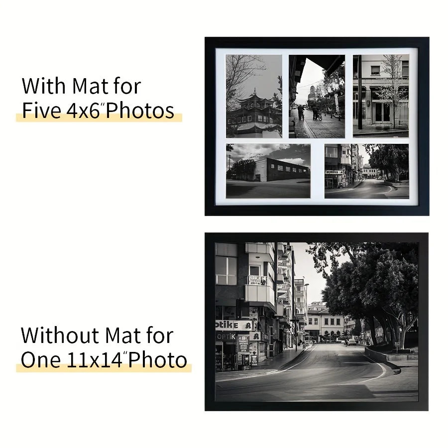cadre photo mural moderne noir blanc mat photos encadrées arrière beige 11x14 pouces 4x6