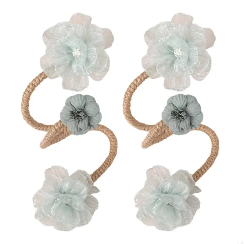 boucles rideau violet rose bleu clair blanc fleurs tulle noeuds corde opaques décoratifs