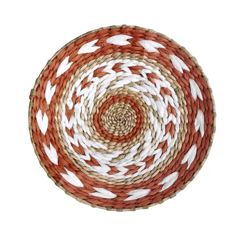 assiette décorative ethnique boho chic motif zigzag couleur naturelle mur cuisine salon maison rustique