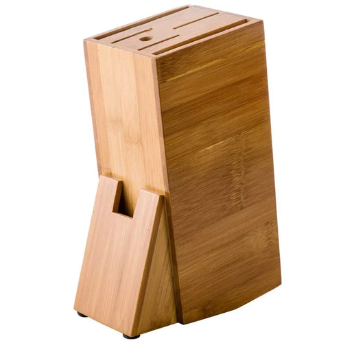 porte couteaux moderne bloc bois naturel poignées noires couteaux ciseaux rangement cuisine respectueux environnement