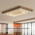 lampe moderne texture bois cristaux dorés noir opacité led tricolore