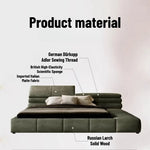lit double vert olive velours moderne oreillers draps king size assemblage bois chambre