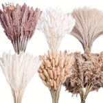 fleurs sèches plumes herbes naturelles décoration maison anniversaire mariage vases élégantes blanc marron fluffy