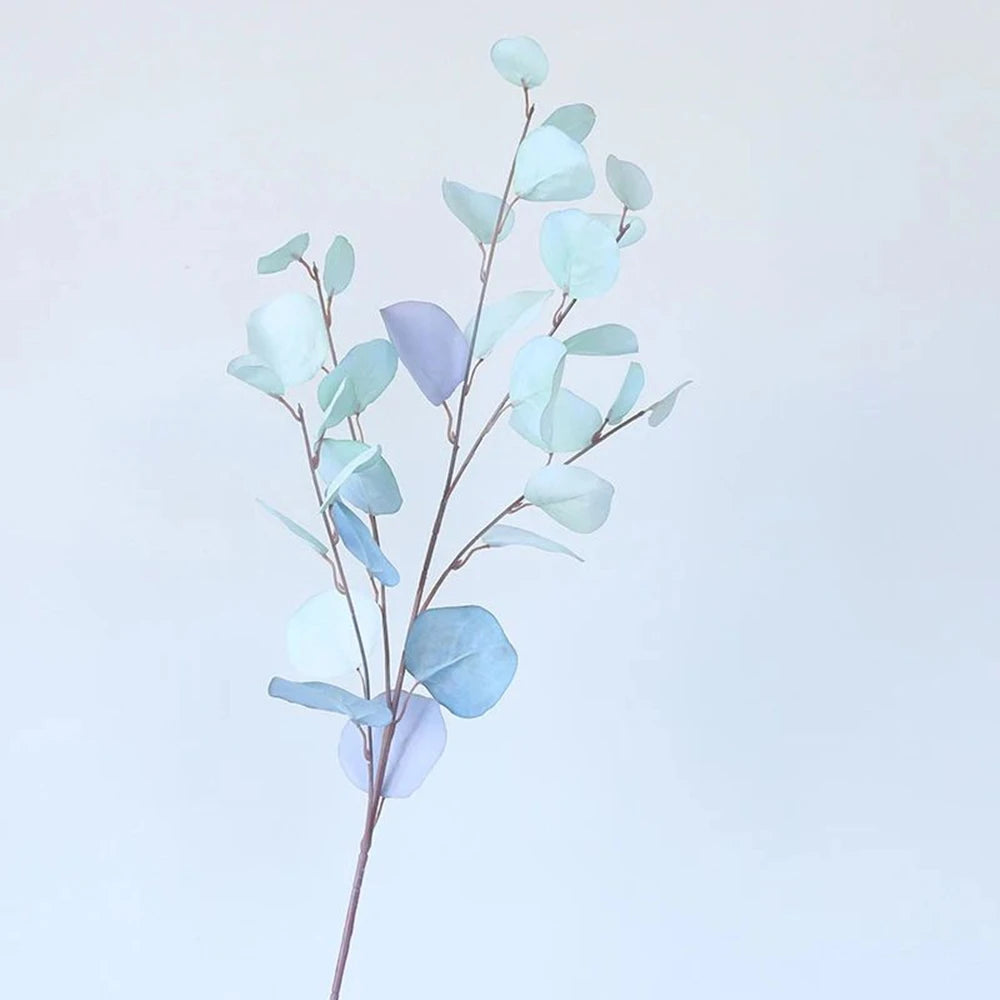bouquet artificiel moderne feuilles ovales rose beige vertclair bleu rouge blanc vase transparentextérieur chambre
