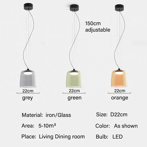 suspension lumineuse moderne verre orange transparent texture translucide inclusion câble ampoule salon chambre
