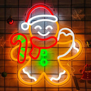 décoration murale néon homme épices noël led rouge blanc festive