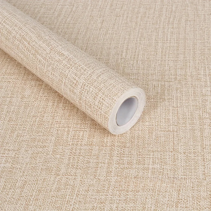 papier peint auto adhésif texture lin moderne beige clair gris clair vert pastel 10m