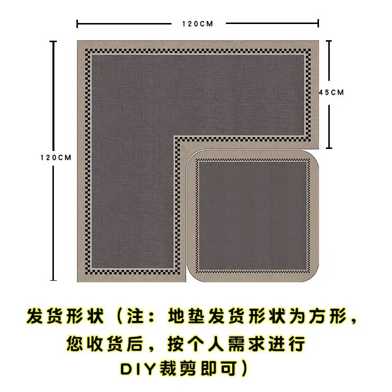 tapis cuisine gris beige rayures bordure moderne antidérapant imperméable polypropylène PVC