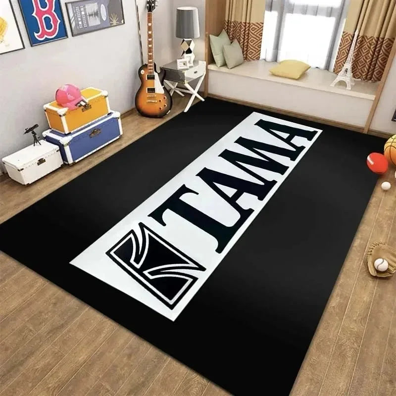 tapis noir blanc gris batterie tama moderne graphique salon chambre 80x120CM