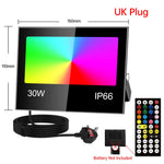 projecteur led rgb ip66 étanche extérieur télécommande réglage luminosité noir moderne