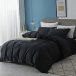 ensemble literie polyester uni noir gris moderne taie oreiller housse couette qualité