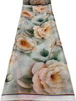 tissu tulle imprimé floral rose vert beige brodé occasion mariage simple