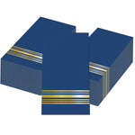 serviettes table jetables rayures dorées bleu marine occasion anniversaire mariage événement festif pack 20