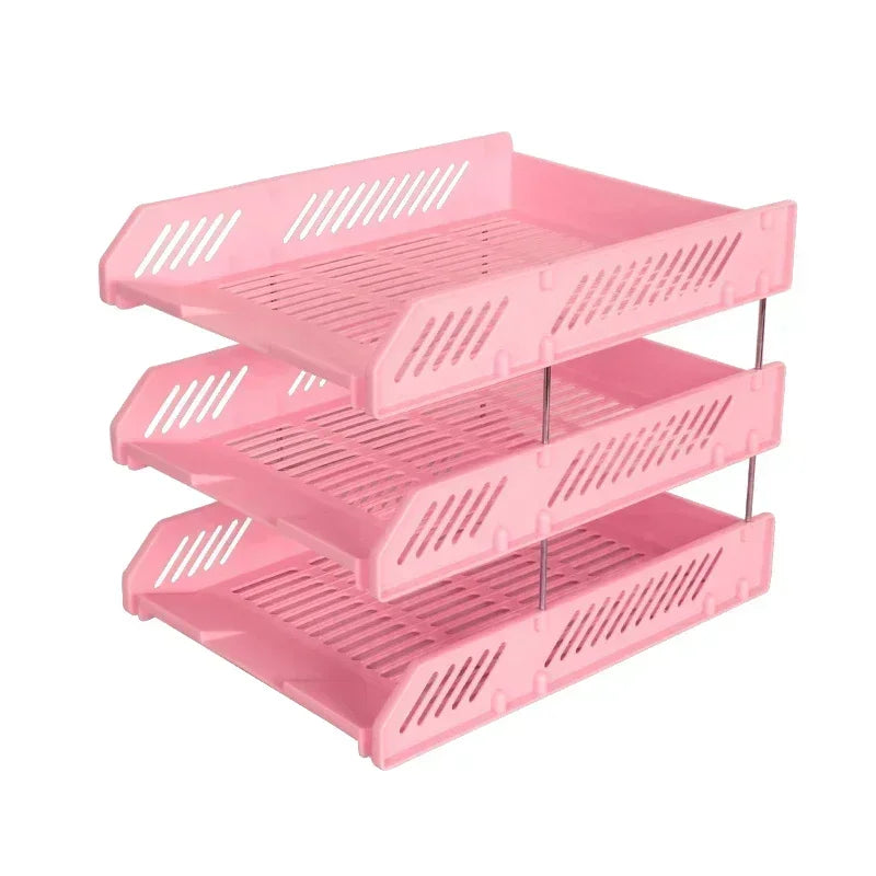 Support empilable jaune pour organisation espace de travail