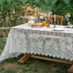 nappe table broderie florale blanc classique fête pâques semi transparente rectangle utilisation quotidienne