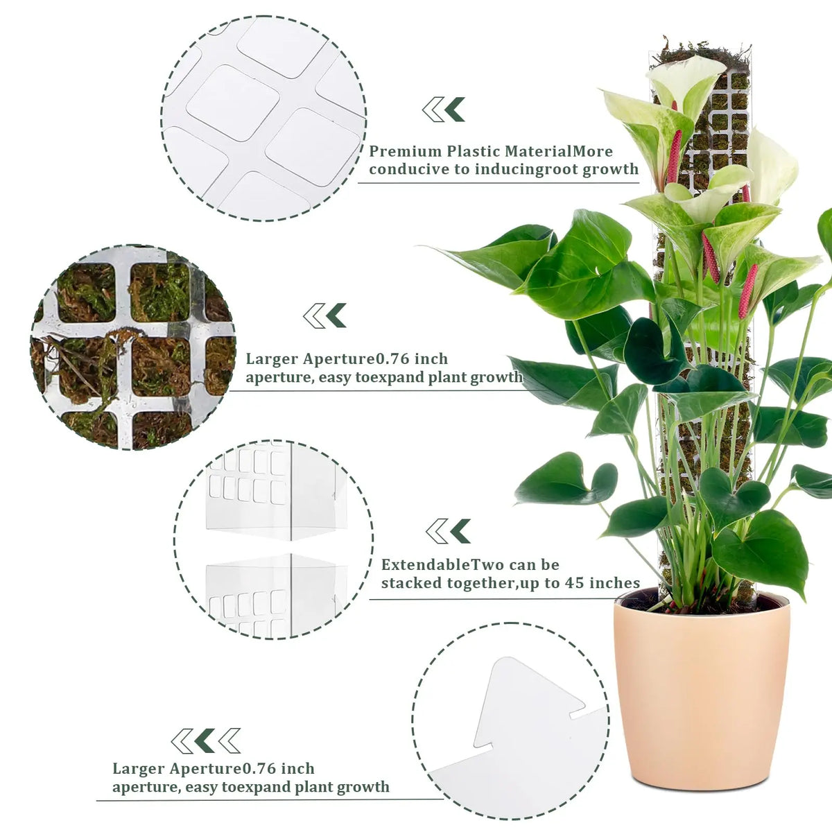 poteau mousse plastique transparent moderne 24 pouces adhésif support plante grimpanteintérieur