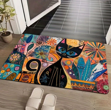 tapis sol antidérapant moderne multicolore chatons cœur géométrique salon chambre