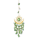 décoration murale boho chic or vert bleu jaune soleil lune translucides crochets chaîne