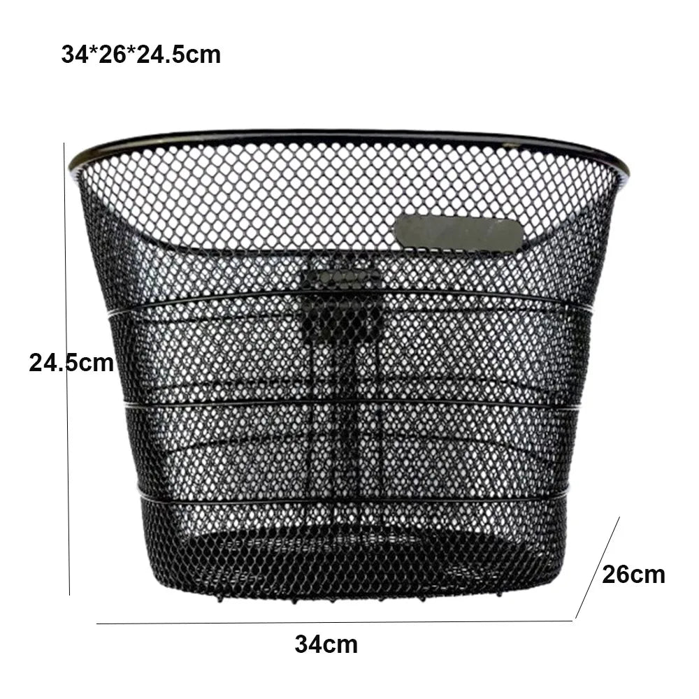 panier vélo noir maille métallique clips fixation moderne durable réglable arrière facile