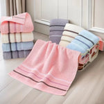 serviettes toilette rapide absorbantes microfibre coton polyester rose clair rayures noires classique