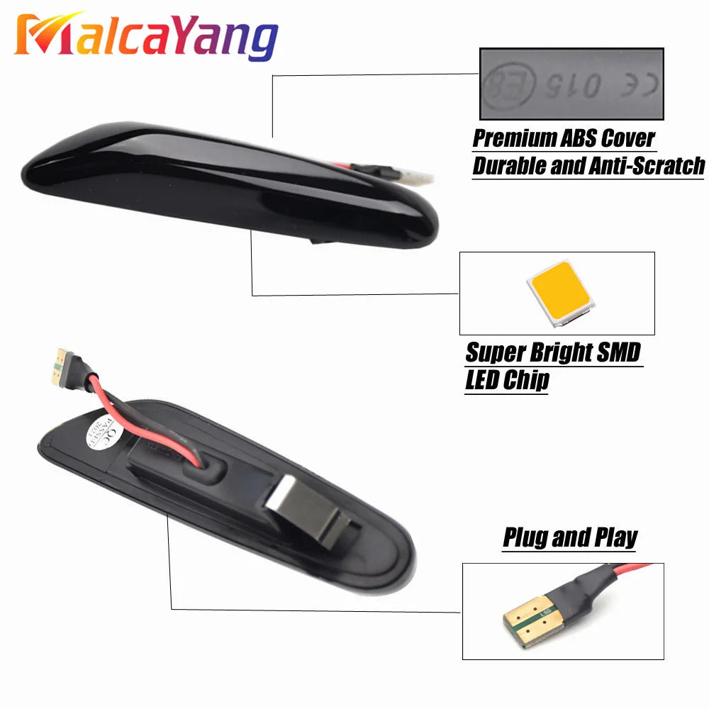feux clignotants dynamiques led noir crystal bmw e60 e90 séquentiels adhésifs couvercle abs led