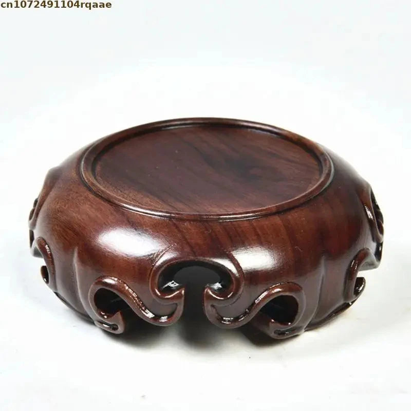 support bois marron motif floral artisanal traditionnel vase décoration maison