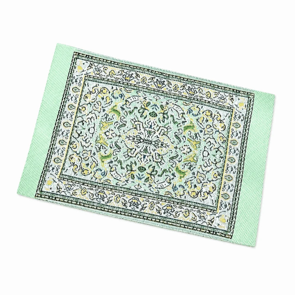 tapis miniature floral tissé classique couleurs vives franges accessoire poupée ornements géométriques 10.7cm 7cm