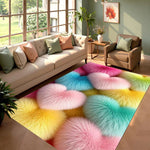 tapis moderne multicolore peluche coeurs salon chambre extérieur 120x160cm polyester