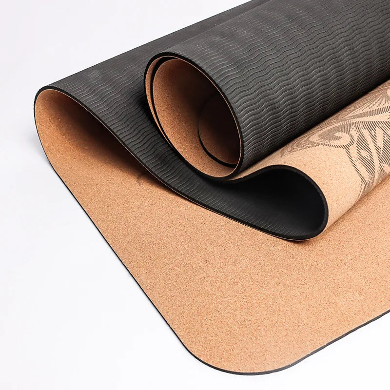 tapis yoga marron clair motifs floraux antidérapant absorbant sueur portable fitness yoga