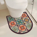 tapis toilette moderne gris beige noir motifs géométriques anti dérapant rapide absorbant