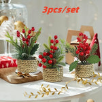 bouquet artificiel noël baies rouges cône pin feuilles vertes décoration intérieure