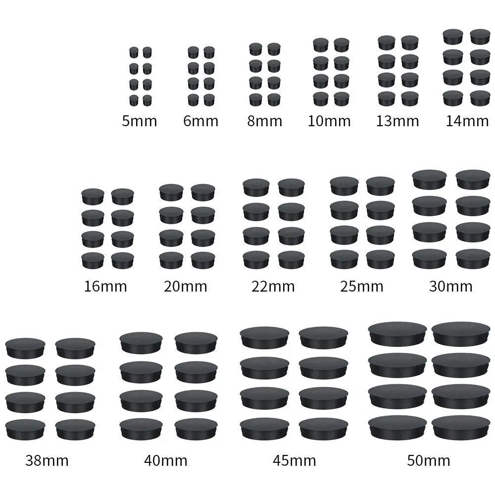 bouchons trou noirs plastique adhésifs pratiques pièces round variées dimensions