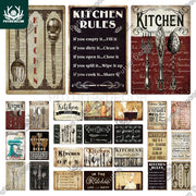 décoration murale métal vintage couverts ustensiles cuisine rétro patiné fixations illustrations