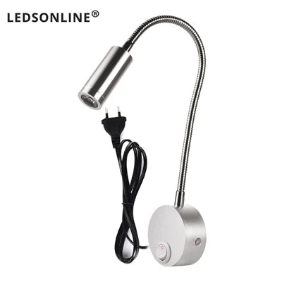 lampe murale led flexible aluminium lecture chevet moderne blanc noir argent