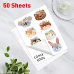 papier autocollant vinyle a4 blanc mat 50 feuilles motifs animaux fleurs décoration