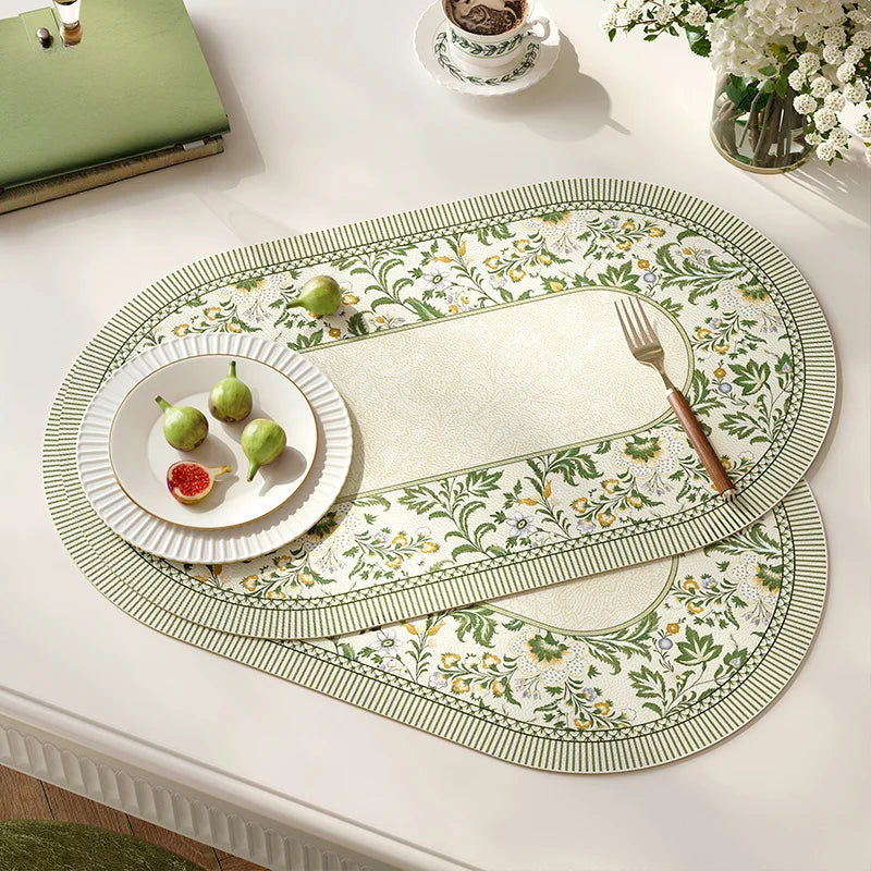 serviette table verte classique fleurs lin respectueux environnement 30x45cmversible facile nettoyer