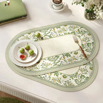 serviette table verte classique fleurs lin respectueux environnement 30x45cmversible facile nettoyer