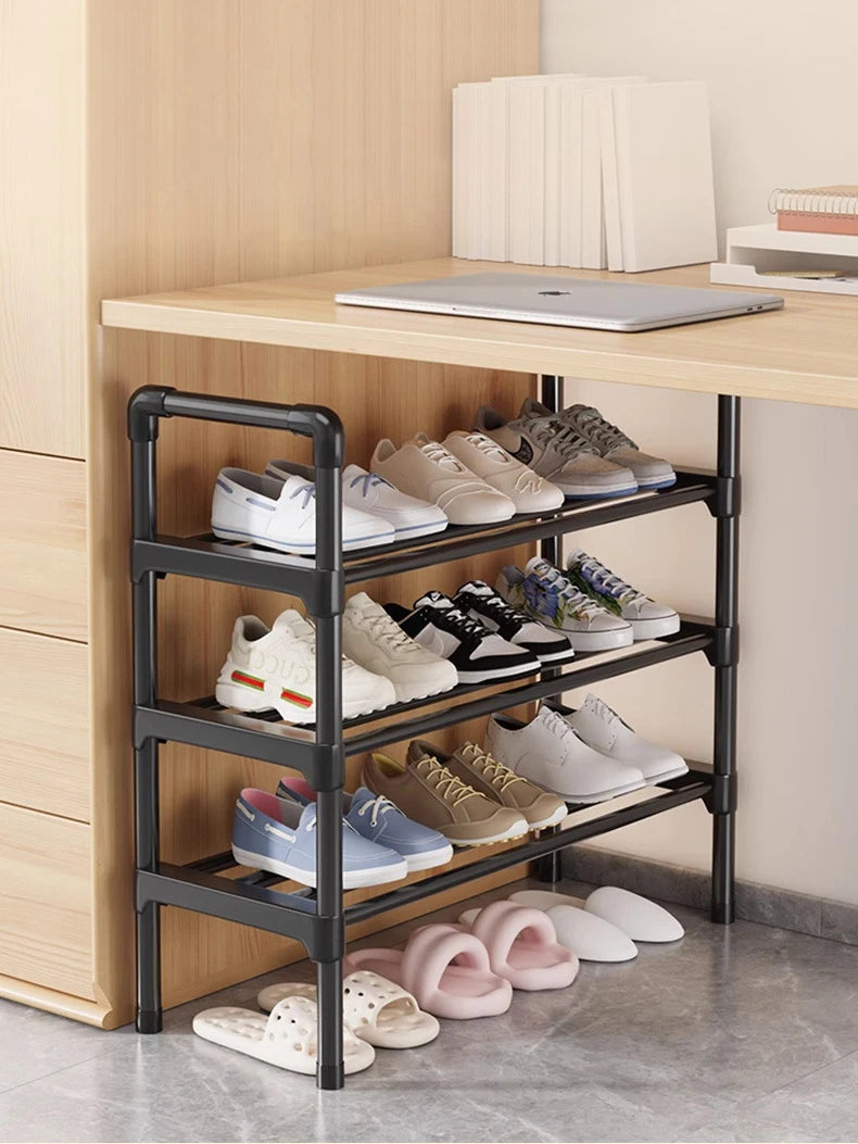 étagère chaussures noire moderne multi niveaux grande capacité chambre entrée garage salon