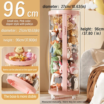 boîte rangement transparente peluches moderne rose clair beige haute capacité pliable stockage enfant organisation