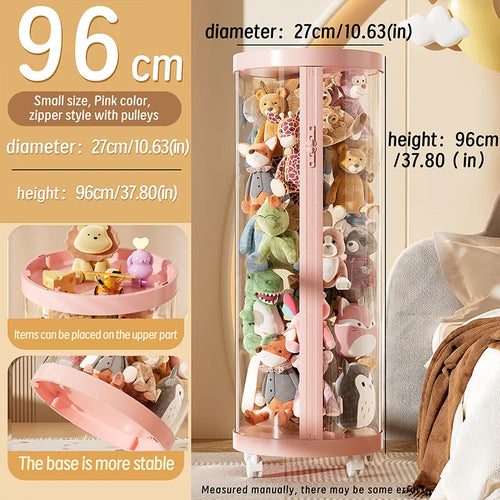 boîte rangement transparente peluches moderne rose clair beige haute capacité pliable stockage enfant organisation
