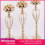 décoration mariage or élégante vase pied support fleur métal festive table