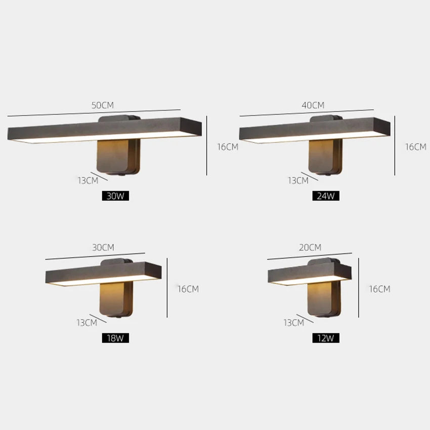 applique murale moderne led ip65 étanche noir 20cm 30cm 40cm 50cm