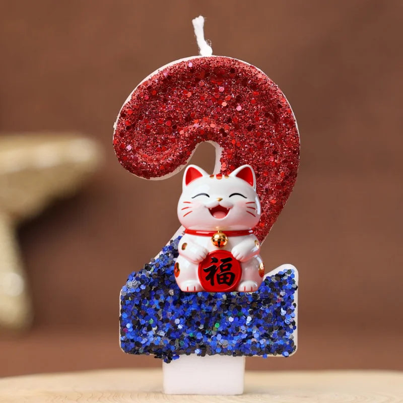 bougies numéraux pailletées rouge bleu blanc anniversaire enfants decoration chiffres