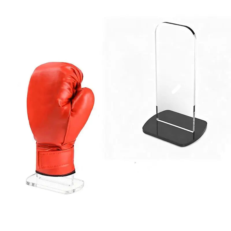 support rangement gants boxe rouge simili cuir adhésif classique transparent maison