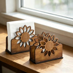 porte serviettes bois fleur tournesol vintage adhésif marron clair salle manger cuisine décoration comptoir