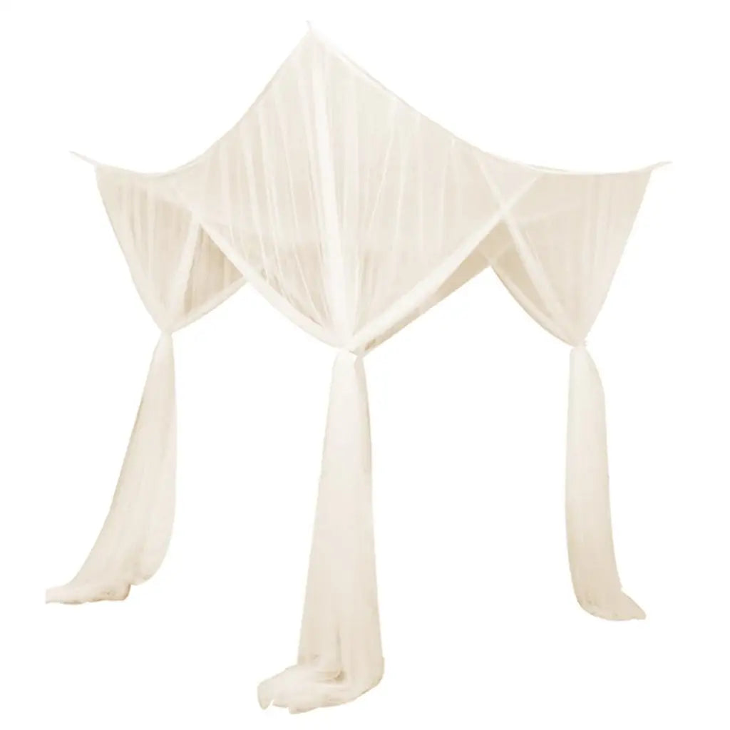 rideau lit transparent bohème tissu plissé franges romantique polyester blanc camping chambre