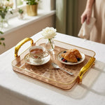 plateau thé transparent diamant 3d moderne poignées dorées élégant assiettes vaisselle service