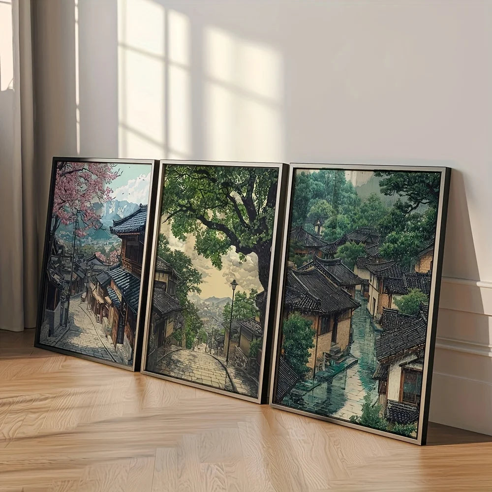 tableau impression toile paysage urbain séoul artiste rétro sans cadre multicolore living room bedroomsDecoration