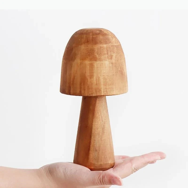 décoration moderne sculpture bois champignons artisanal plante naturelle maisonOpaque beige brun sculpture artisanale