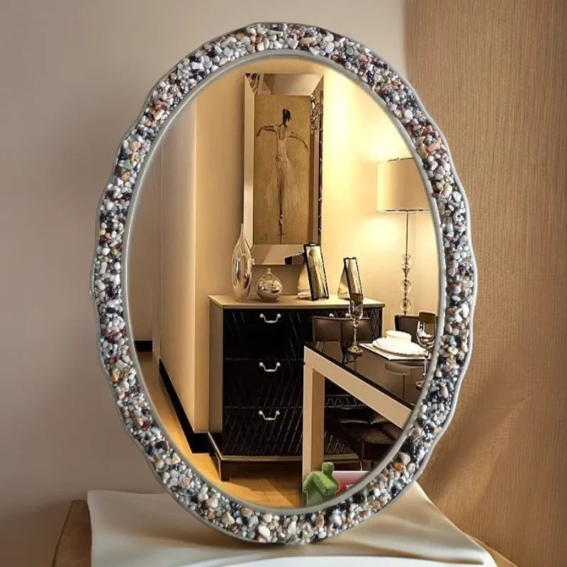miroir décoratif ovoïde coquillages bohème accueil maison accessoires deco coquillage bordure ornemental